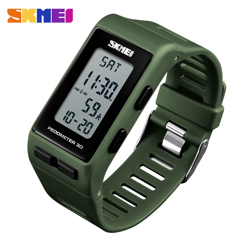 SKMEI-reloj deportivo con podómetro 3D para hombre y mujer, pulsera Digital con calorías, a la , resistente al agua, 1363: Army Green