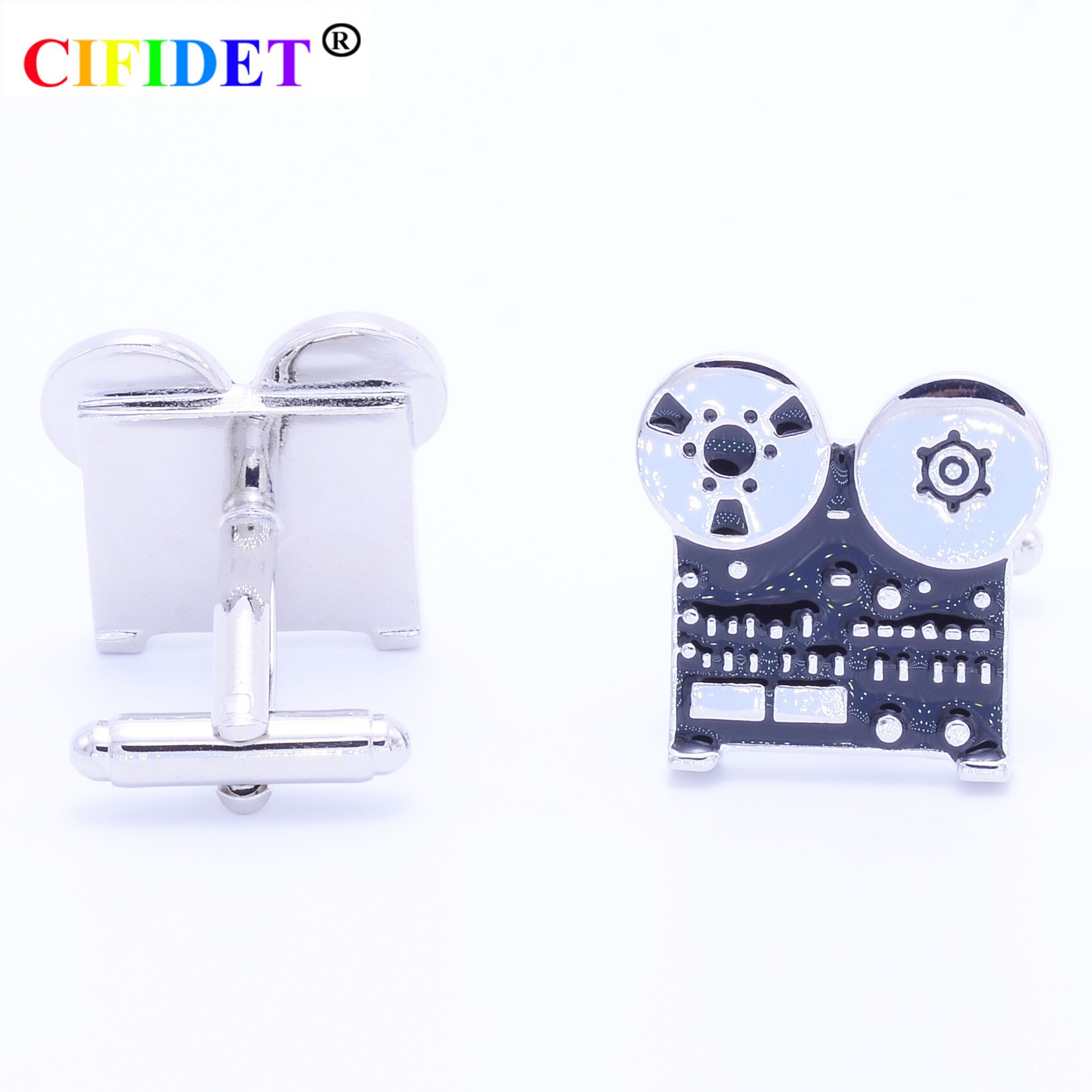 Cifidet Black Projector Manchetknoop Leuke Romantische Overhemd Manchetknopen Met Fluwelen Zak En Geschenkdoos Sieraden Accessoires Voor Mannen