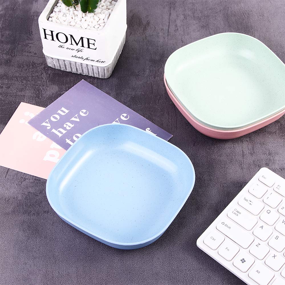 1Pc Home Eco-friendly Wheat Straw Snacks Fruit Square Plate Kitchen Storage Box Food Tray Spit Bones Dish Salad Vegetable Bowl
