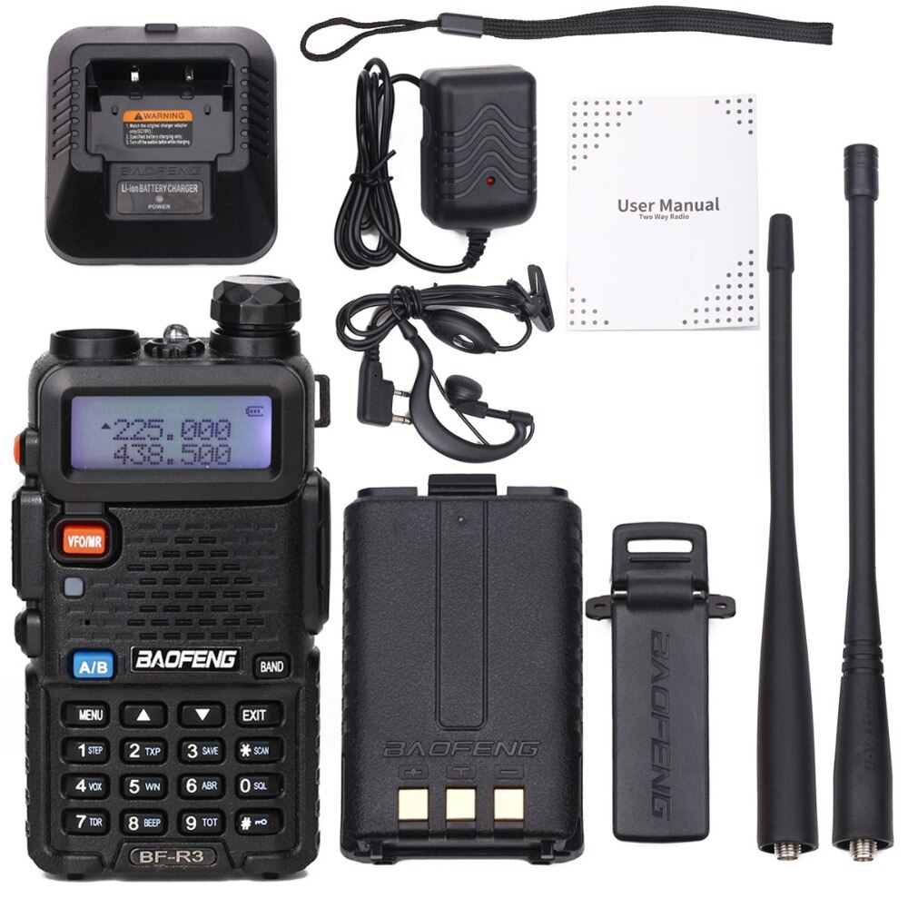BaoFeng BF-R3 talkie-walkie Tri-bande 136-174 Mhz 220-260 Mhz/400-520 Mhz + 2 antennes Amatuer la Radio portative de jambon de uv-5r