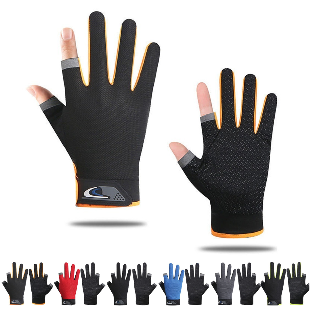Gants de pêche d'hiver antidérapants pour hommes et femmes, 1 paire, 2 doigts coupés, sans doigts, respirants, pour Fitness Pesca