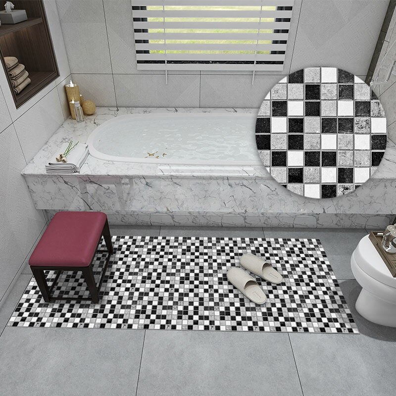 Black and White Gray Marble Mosaic Frosted Tiles Floor Wall Stickers Kitchen Home Renovation Wallpaper Non-slip Art Wall Decals