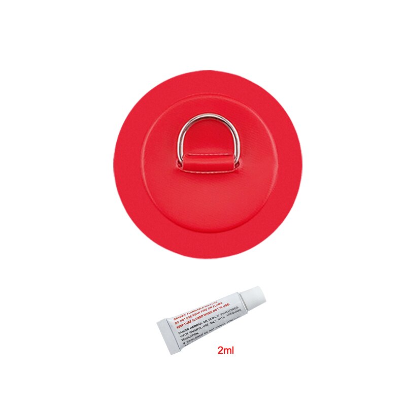 Almohadilla de anillo en D de acero inoxidable de 11cm y 4,3 pulgadas, parche con pegamento para bote inflable de PVC, balsa, bote, canoa, Kayak, tabla de surf, SUP Tie Down: Red with Glue