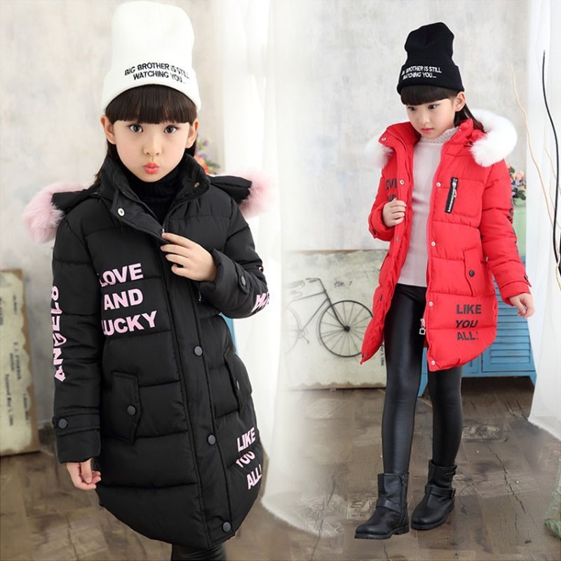 Kids Girls Jacket Winter Fur Collar Baby Girl Jacket Children Outerwear Windproof Baby Boys Girls Coats Snow Wear