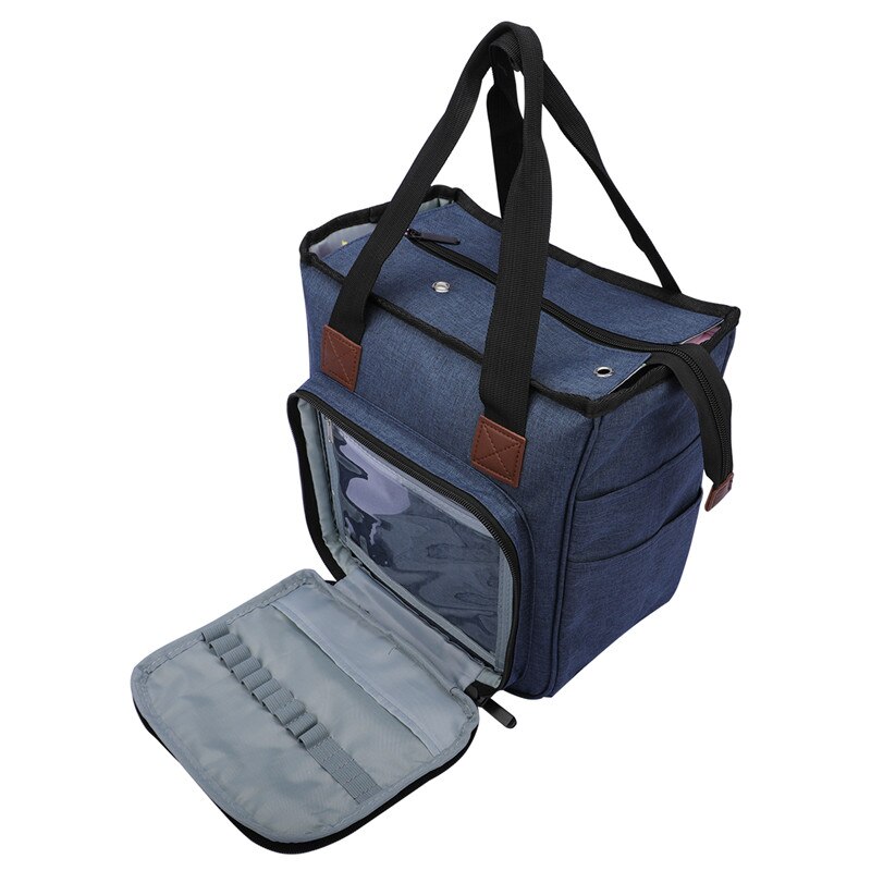 Draagbare Tas Breien Garen Opbergtas Tote Voor Wol Haaknaalden Breinaalden Naaien Leveringen Set Diy Huishoudelijke Organizer: Blue Color