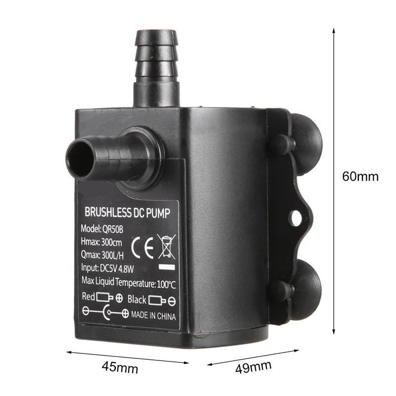 Ultra-quiet Mini Brushless Water Pump Waterproof Submersible Fountain Aquarium Circulating USB DC5V 4.8W