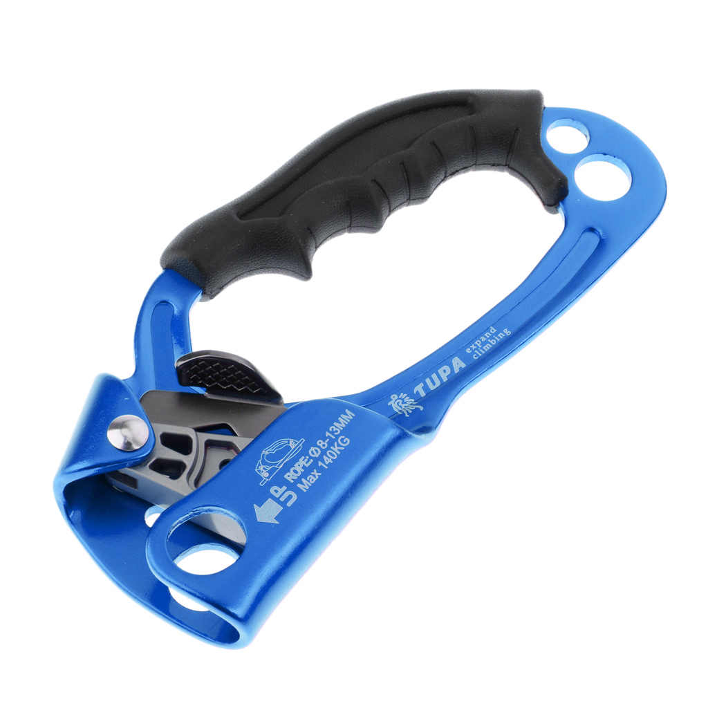 Hand Ascender Rock Climbing Tree Arborist Rappelling Gear Equipment Rope Clamp for 8~13MM Rope 22KN: Blue Right Hand