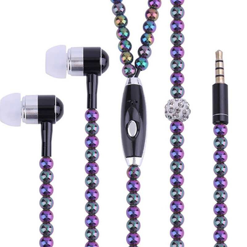 In-Ear Oortelefoon Meisje Sieraden Parel Ketting Headset Met Microfoon Oordopjes Voor High-Fidelity Stereo Hoofdtelefoon