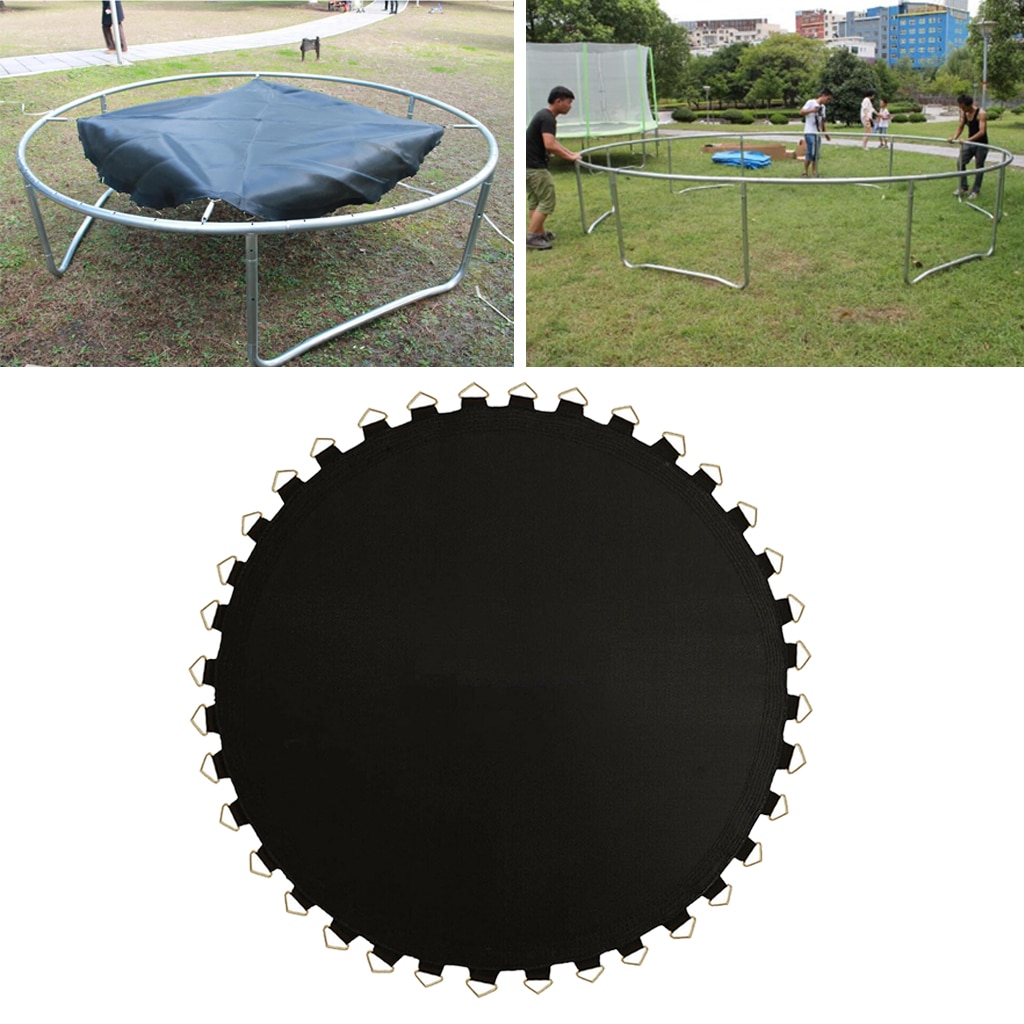 Jumping Mat Fabric Black Round Trampoline Replacement Pad Cloth- UV Resistance Bed Cushion