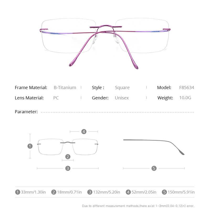 FONEX B Titan Brillen Rahmen Männer Frauen Randlose Rezept Platz Gläser Myopie Optische Koreanische Brillen F85634