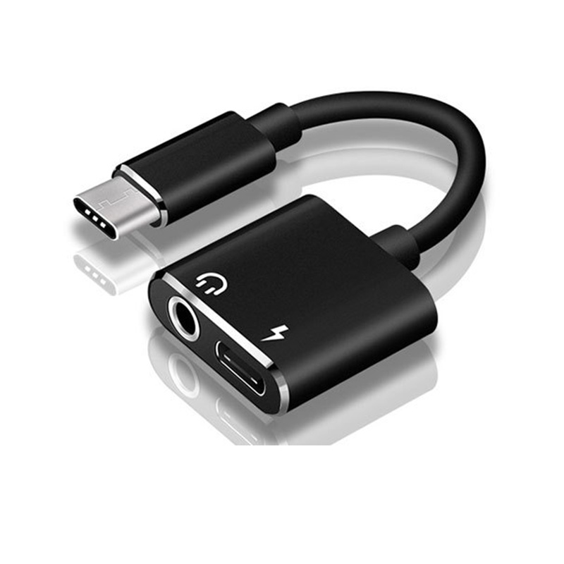 Usb Type C Naar 3.5Mm Koptelefoon Jack Adapter Voor Huawei Mate 10 P20 Aux Audio Kabel Hoofdtelefoon Oplader Opladen usb C Converter: Black