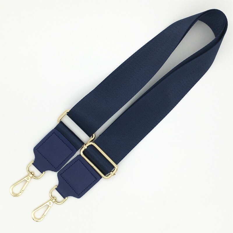 Wide 5.0cm women bag strap accessories diagonal across versatile bag strap shoulder cross-body solid color backpack band strap: blue-gold metal