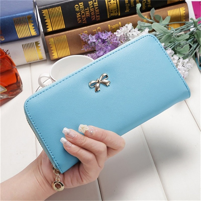 JODIMITTY Ladies Cute Bowknot Women Long Wallet Portable Clutch Bag Purse Phone Card Holder Bag Wallet