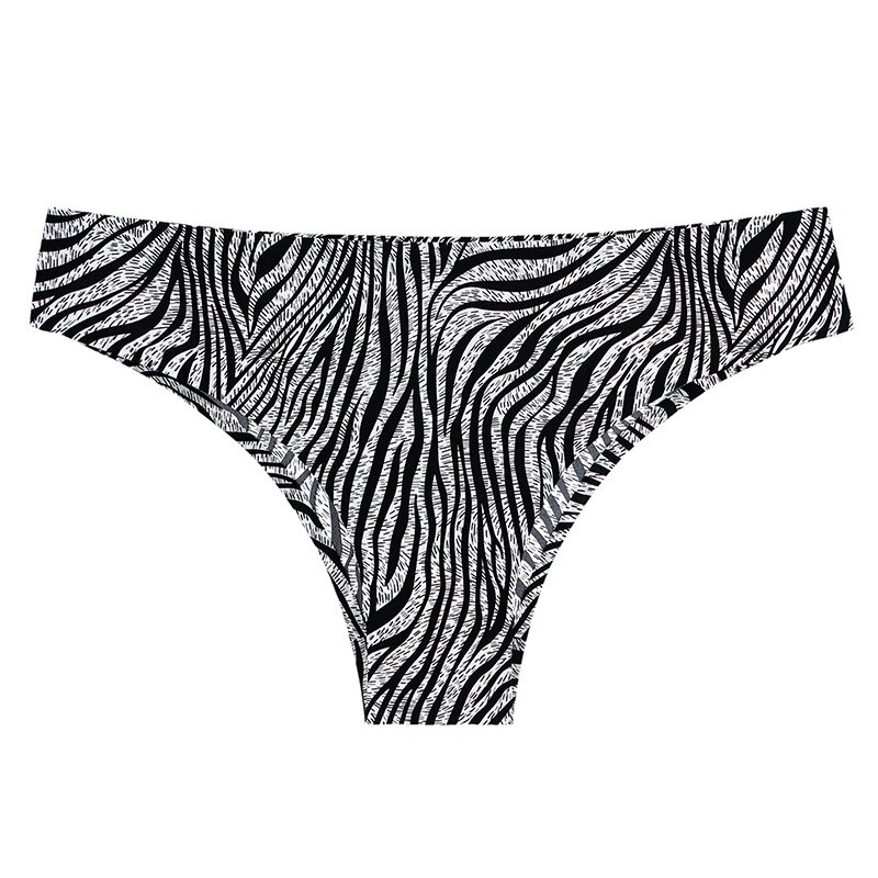 Culotte taille basse sans couture pour femme, sous-vêtement sexy, slip de sport, imprimé léopard, une pièce: M / GRIS