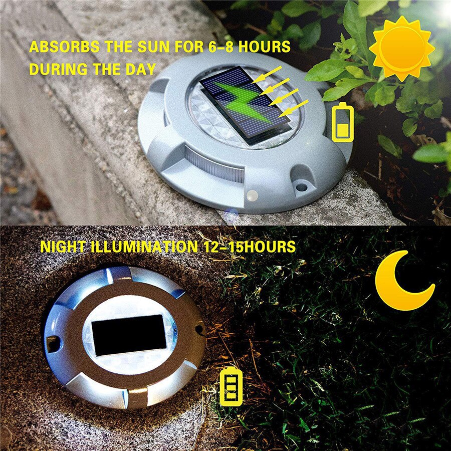 Solar Driveway Lights Outdoor LED Solar Powered Buried Light Aluminum Waterproof Deck Step Stair Garden Walkway Underground Lamp