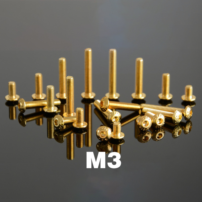 Grade 12.9 YFS hexagonal half round head m3 gold-plated titanium screw is suitable for RC vehicle maintenance accessories