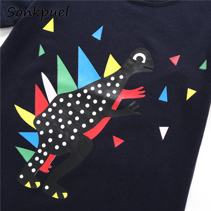 sommer Kinder T Shirts Tees Junge Mädchen Cartoon Kurzarm Tops Schwarz Dinosaurier T-shirts 1 2 3 4 5 6 jahr Kinder Kleidung