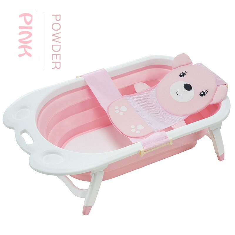 Baby Bath Tub Folding Tub Baby Can Sit Lie Newborn Baby Supplies Thickening Large Household Baby Newborn Products Free Shiping: PINK B