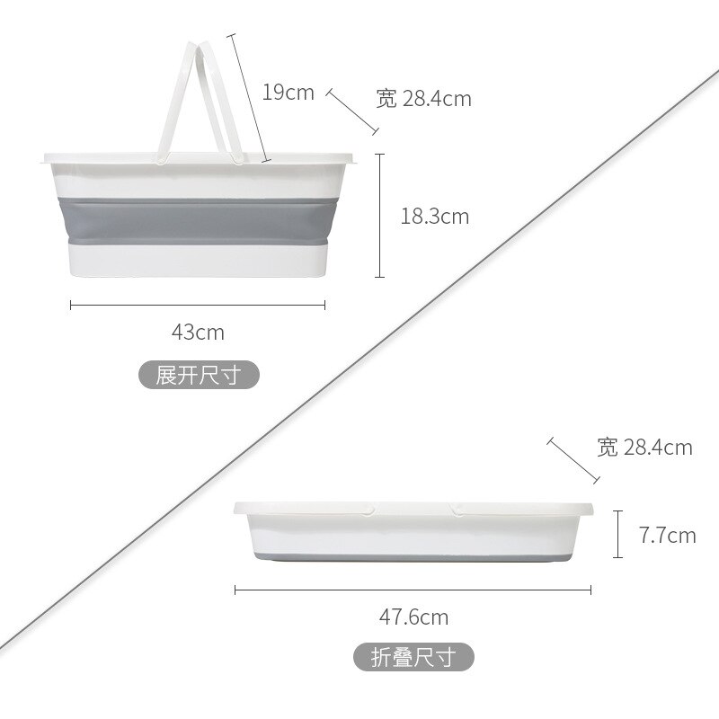 Folding mop bucket rubber cotton drain bucket portable telescopic plastic bucket large capacity square barrel MJ1014