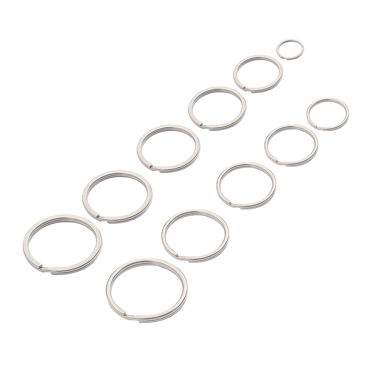 10Pcs Stainless Steel Key Chain Key Ring Round Flat Line key ring Keyrings Keychain Key Holder for Jewelry Making DIY