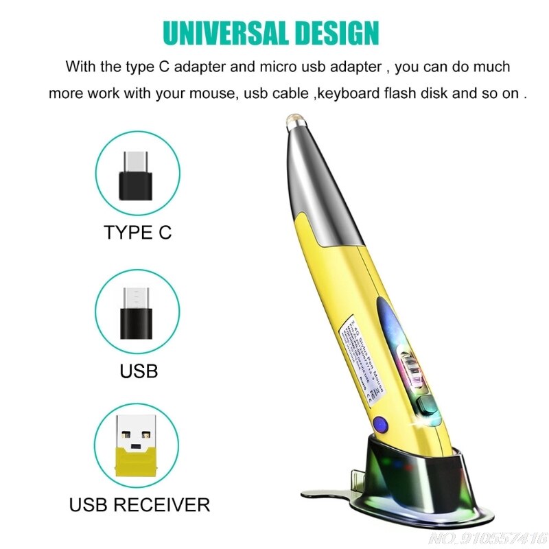 Rechargeable Right Hand and Left Hand 1200 DPI 2.4G USB Wireless Mouse with Micro USB Type C Adapter Touch Pen Function D24 20
