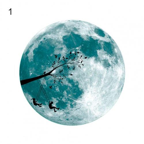 Fluorescerende Sticker Straling-Gratis Waterdichte Tl Decal Pvc 3D Fluorescerende Plafond Maan Sticker: 1