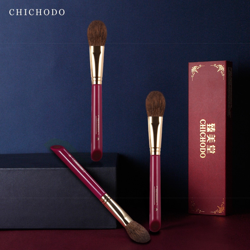 Chichodo Makeup Brush-Luxe Rode Roos Serie Eekhoorn Haar Bronzer Borstel-Cosmetische Tool-Maken up Borstel-Schoonheid Pen