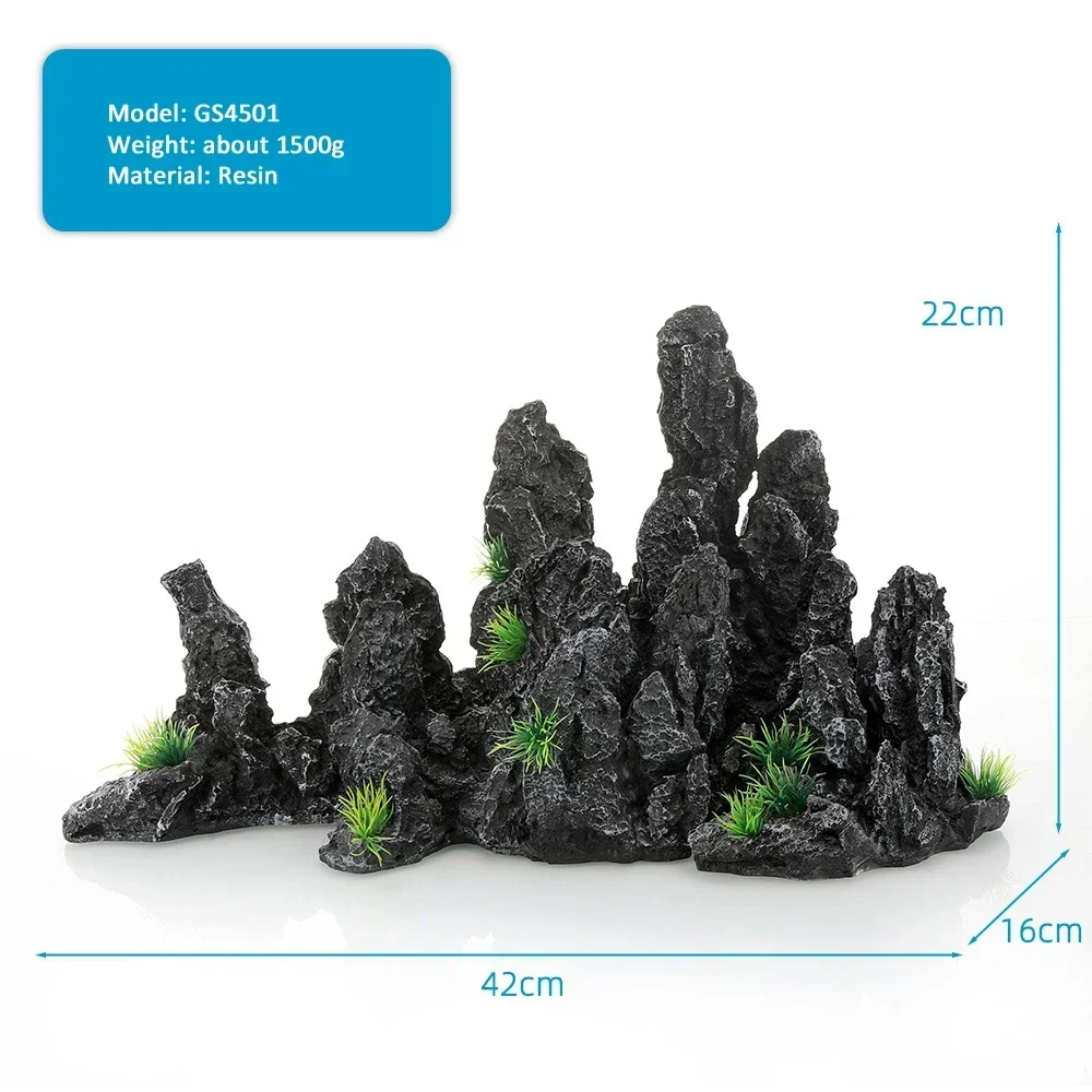 15-type decoratieve rotsen aquarium aquarium accessoires hars rotstuin aquarium decor vis verbergen gat rots voor aquarium: Bordeaux