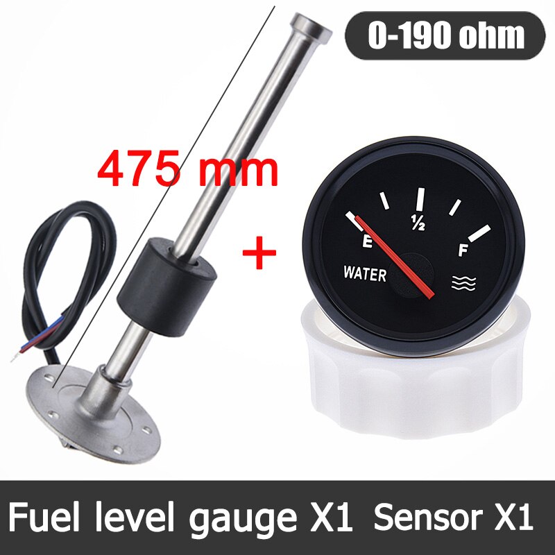 52MM Water Level Gauge with Water Level Sensor 100MM 125MM 150MM 200MM 300MM 400MM 0-190ohm Water Liquid Tank Level Indicator: BN 475MM