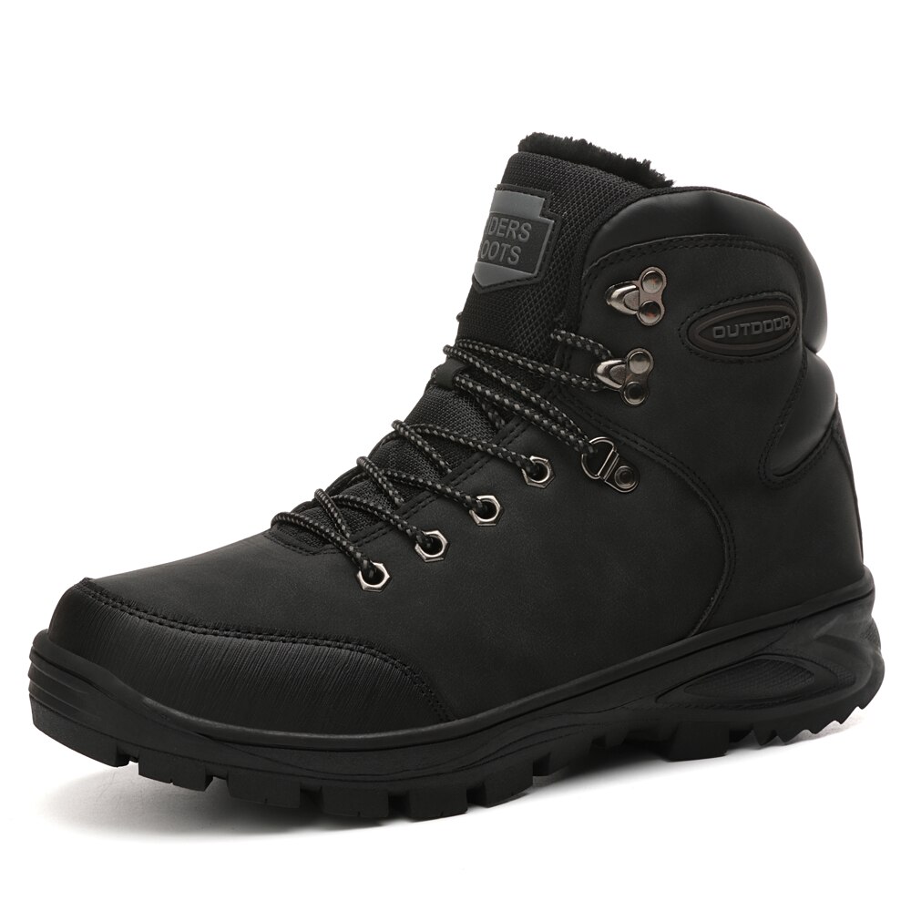 Big Size 40-46 Mannen Laarzen Voor Mannen Winter Sneeuw Laarzen Warm Bont & Pluche Lace Up hoge Top Mannen Schoenen Sneakers Laarzen: black / 40