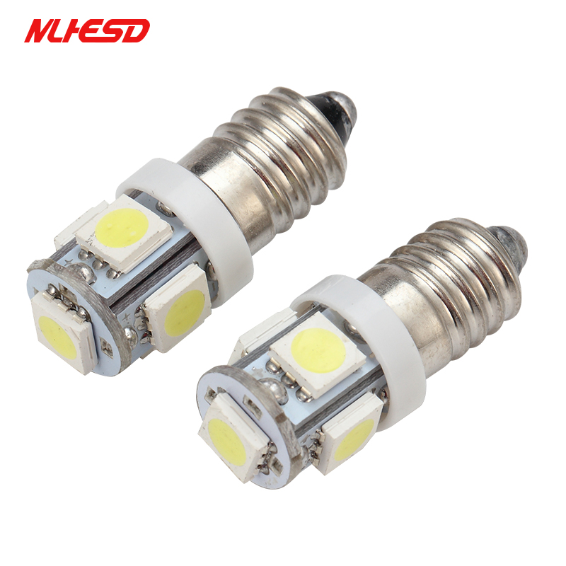 2 stk  dc 6v 6.3v e10 5050 5 smd led lyspære gammel lommelykt flipperspill billys varm hvit blå rød rav grønn rosa