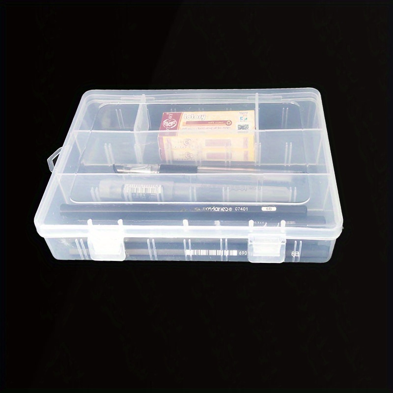 Large 1pc Clear Lightweight PP Storage Boxes with Lids - School Supplies Organizer - Pens, Pencils