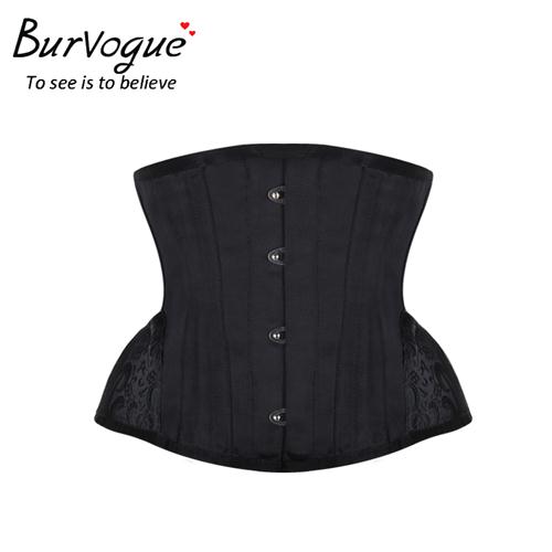 Burvogue Underbust Taille Controle 12 Stalen Botten Corset Bustiers Korte Cincher Borduren Taille Trainer Vrouwen Satijnen Corset: M