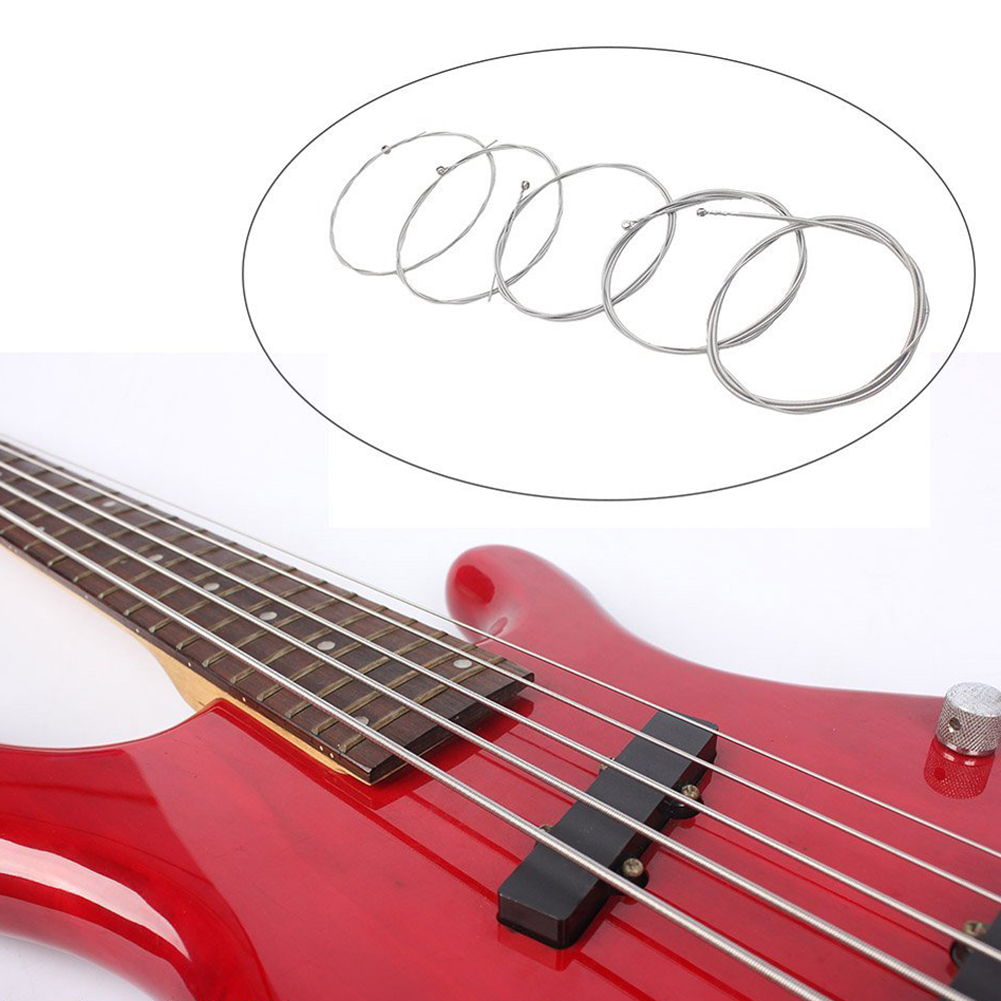 Juego de cuerdas de bajo de 5 cuerdas, cuerdas de bajo eléctrico de acero , de repuesto para guitarra, piezas de instrumentos musicales para principiantes