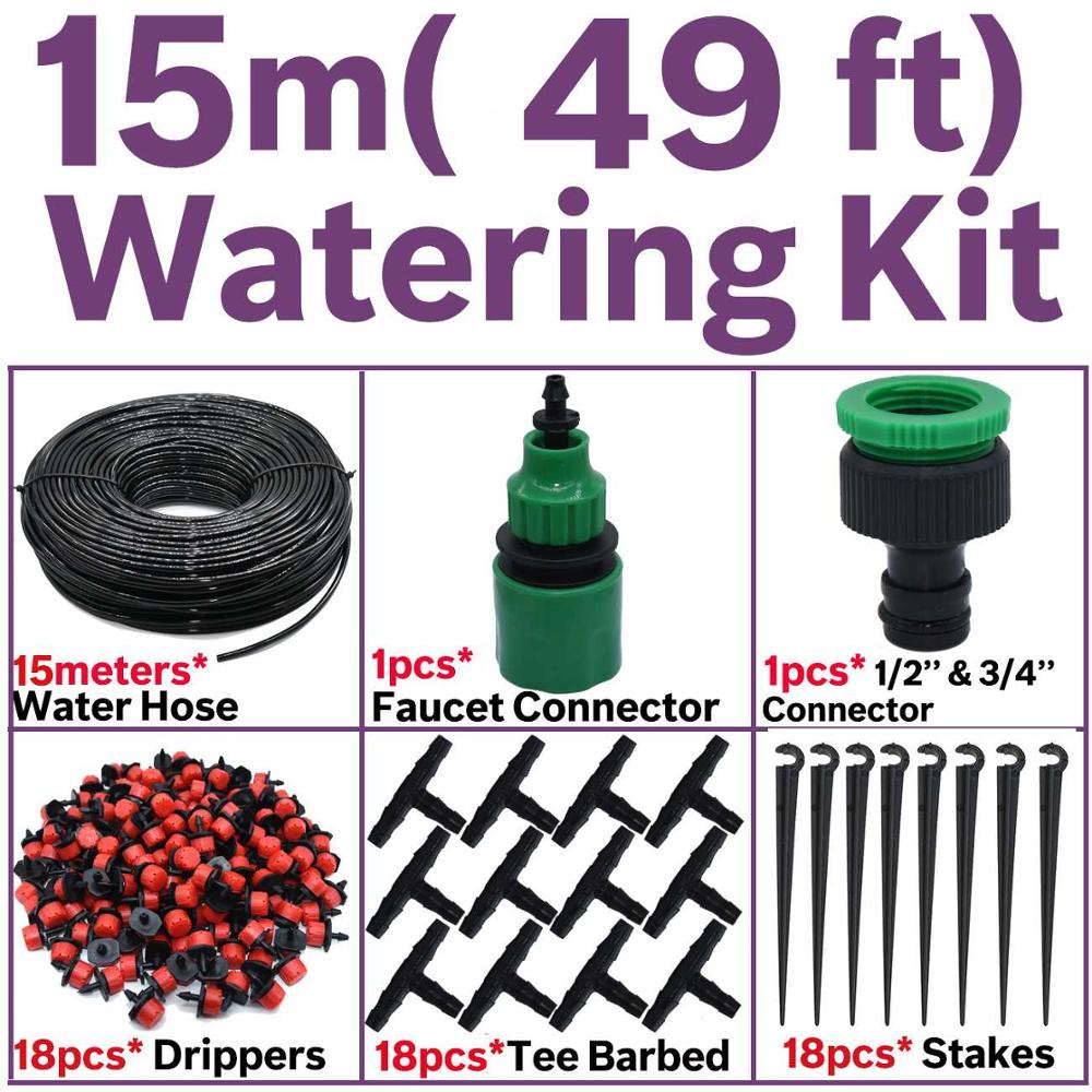 KESLA 5M-25M Automatic Micro Drip Irrigation Watering System Kit Hose Home Garden & Adjustable Drippers Greenhouses Potted grows: KSL01-019-15M