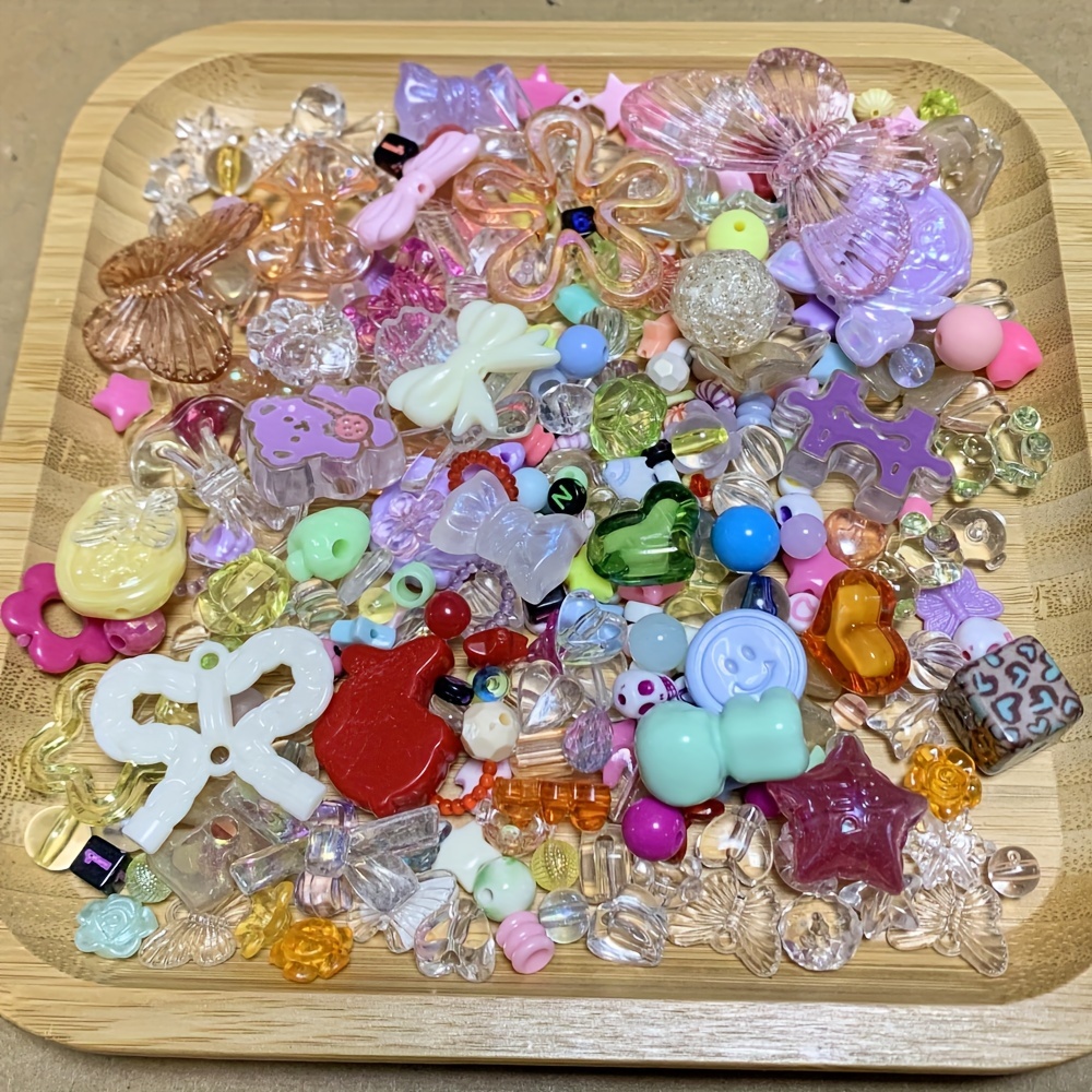50 g/paquete de cuentas sueltas acrílicas de colores mezclados de estilo mixto para pulsera, collar, suministros de joyería, accesorios hechos a mano DIY