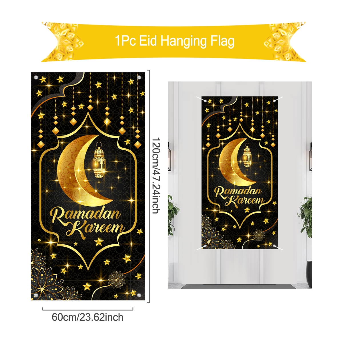 Eid Mubarak Decoration Hanging Flag Ramadan For Home Door Islamic Muslim Party Decor Ramadan Kareem Banner Eid Al-Fitr: Deep Sapphire