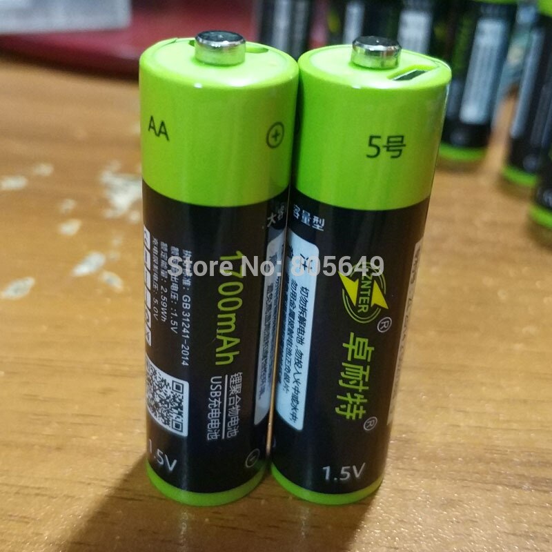 8pcs ZNTER 1.5V AA 2550mwh USB AA 1.5V 1700mAh li-polymer li-po rechargeable lithium li-ion usb battery with USB cable pack