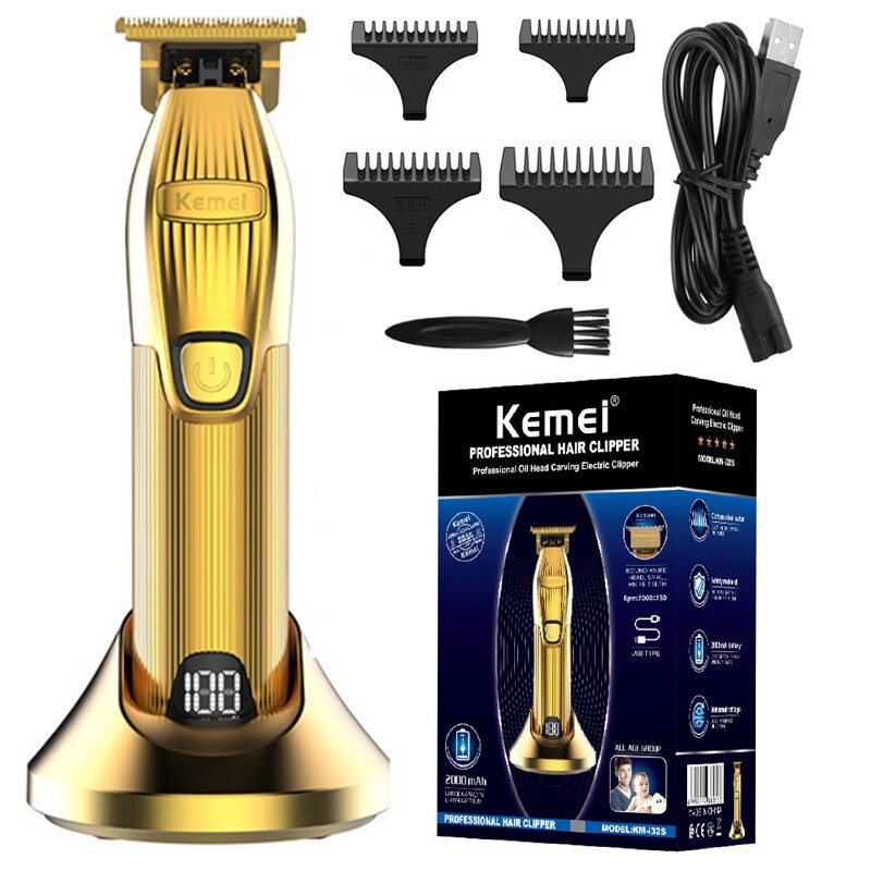 Professionele Electirc Krachtige Tondeuse Kapper Oplaadbare Hair Timmer Voor Mannen Haar Snijmachine Led Display: with box