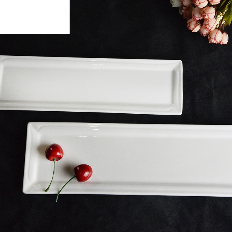Ceramic Vegetable Dishes Household Utensils Rectangular Sushi Dishes Pure White Hotel Features Dinner Plates Tableware