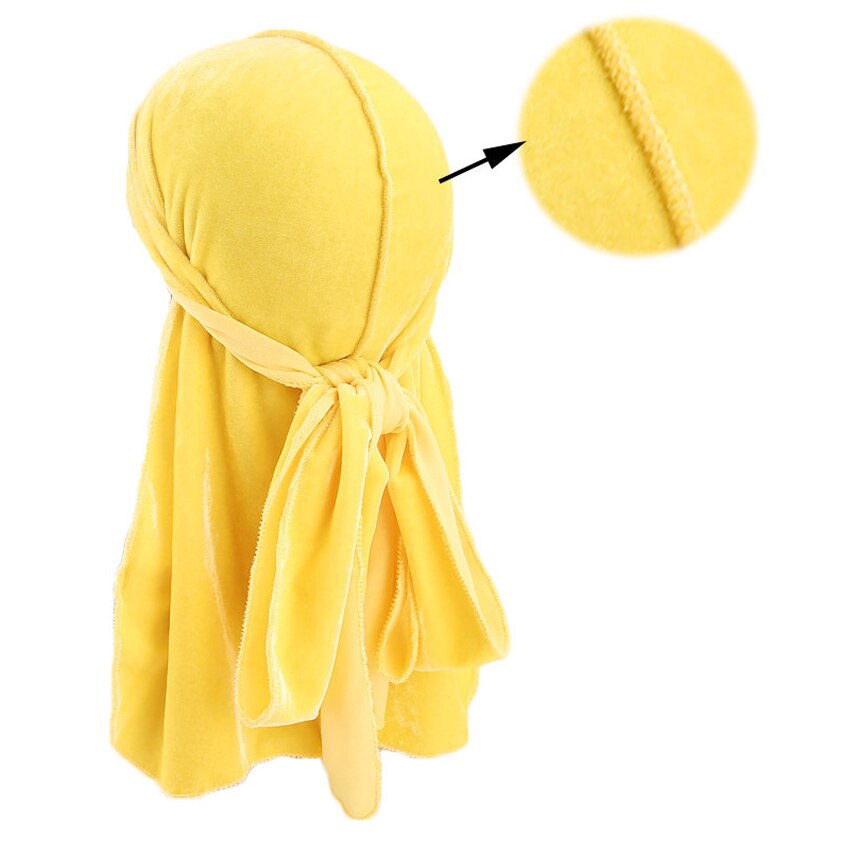 Sombrero de pañuelo de terciopelo para hombre y mujer, turbante transpirable, gorros para quimio, sombrero de pirata, accesorios para el cabello, Unisex,: Yellow