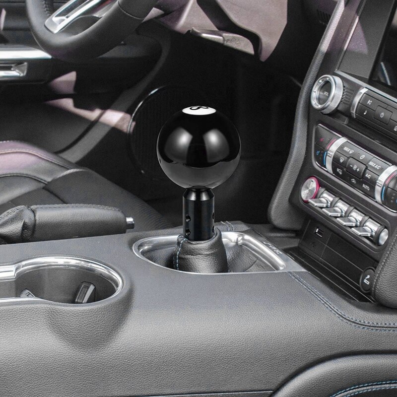 Ball Shift Knob, Billiard Black Round Shifter Knob, Manual Gear Shift Knob with Adapter for Non-Threaded Shift Knob