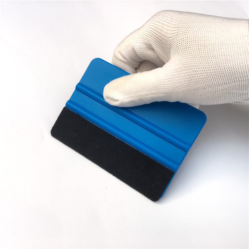 Espátula limpiacristales con fieltro de tela, envoltura de vinilo de fibra de carbono, herramienta de tinte de ventana, removedor de pegamento, herramienta de limpieza para uso doméstico o en coche