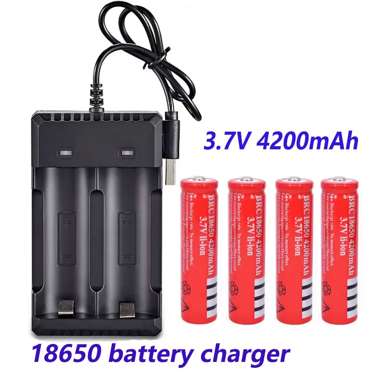 100% original 18650 Rechargable Battery 18650 3.7 V Battery for LED Lantern torch+USB Charger