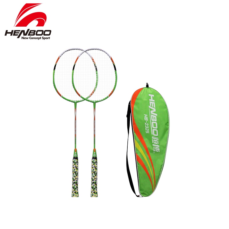 HENBOO Iron Alloy Badminton Racket Set Family Double Badminton Racket Lightest Durable Standard Use Badminton 2325