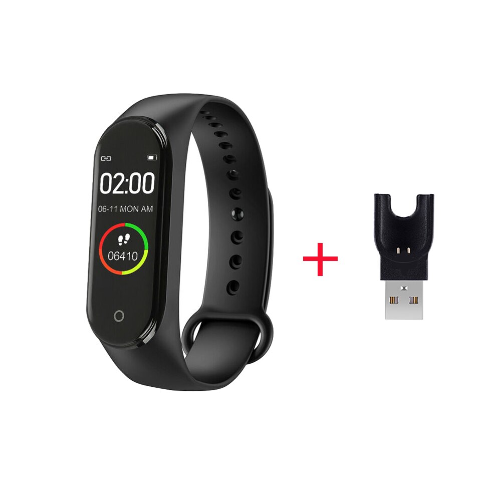 M3 smart armbånd bluetooth sportsur smart band blodtryk vandtæt puls fitness armbåndsur til android ios: Sort