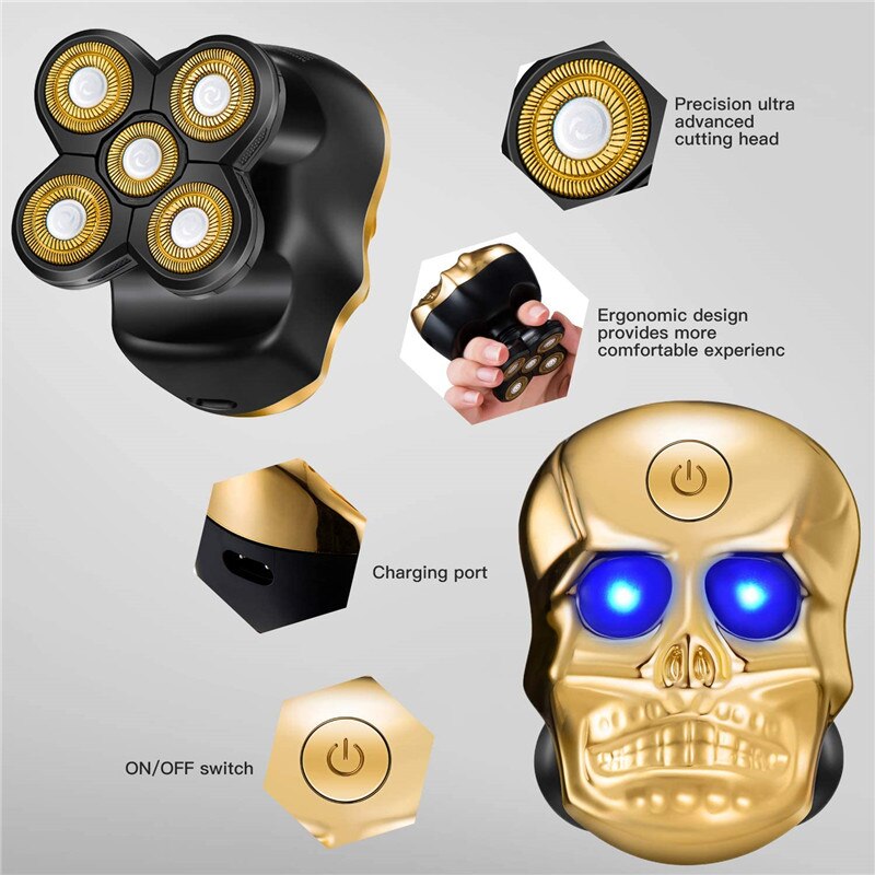 Skull Shaver Electric Shavers For Men Bald Head Shaver Shaving Razors Rechargeable Cordless Rotary Shaver Electric Shave