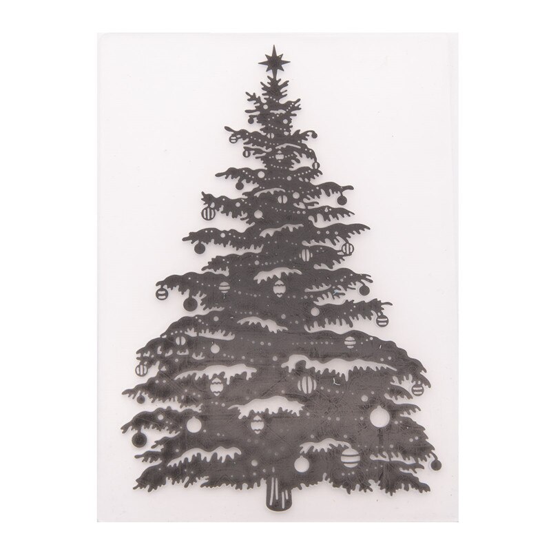 One Big Christmas Tree Embossing Folder Stencils for DIY Scrapbooking Plastic Template Crafts Art Diary Decor Painting Tool