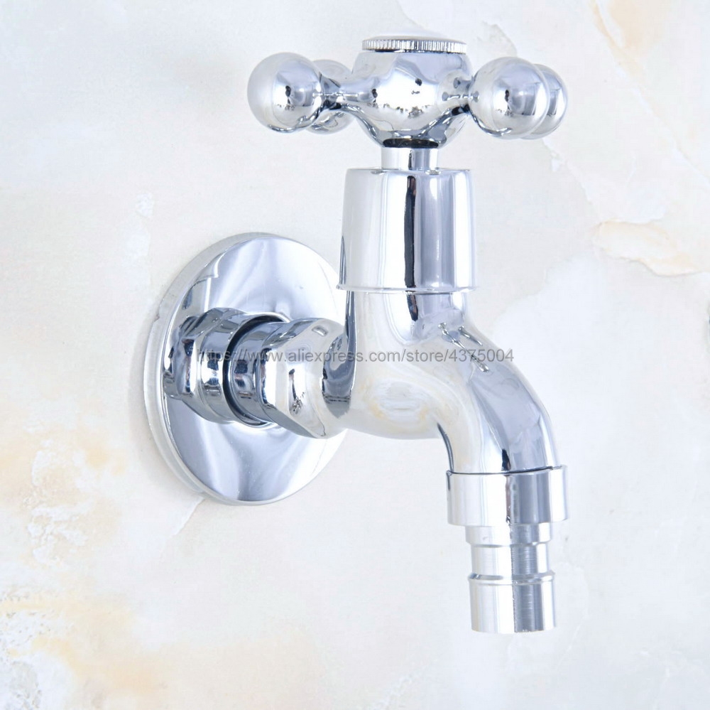 Gepolijst Chroom Enkele Koude Kraan/Wasmachine Kraan Wall Mounted Bibcock Aanrecht Badkamer Wastafel Koud Tap Nav154