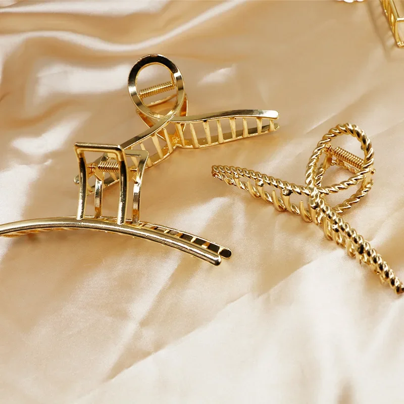Simple Gold Hair Claw Clip Butterfly Geometric Hair Clip Claw Clamp for Girls Headwear Women Hair Accessories